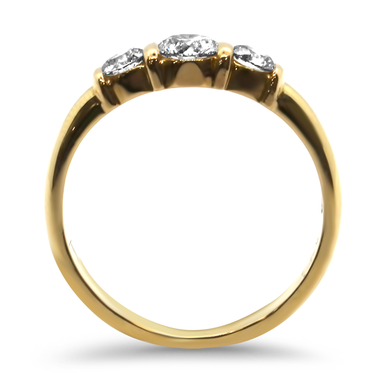PAGE Estate Wedding Band Estate 18k Yellow Gold Three-Stone Diamond Ring 8