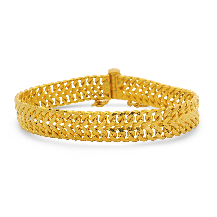 PAGE Estate Bracelet Estate 22k Yellow Gold Double Curb Link Bracelet