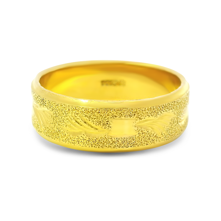 PAGE Estate Ring Estate 24k Yellow Gold Stippled Engraved Band 7
