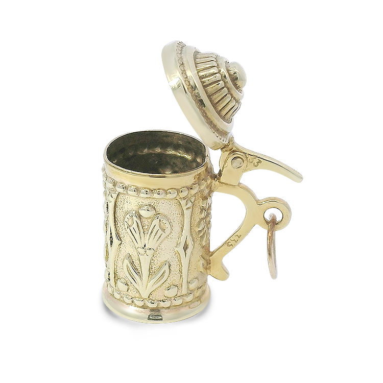 PAGE Estate Charm Estate 8k Yellow Gold Floral Beer Stein Charm