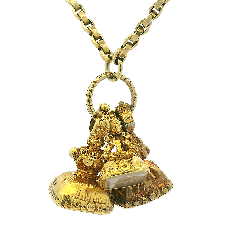 PAGE Estate Necklaces and Pendants Estate 9k Yellow Gold Gemstone Fob Necklace