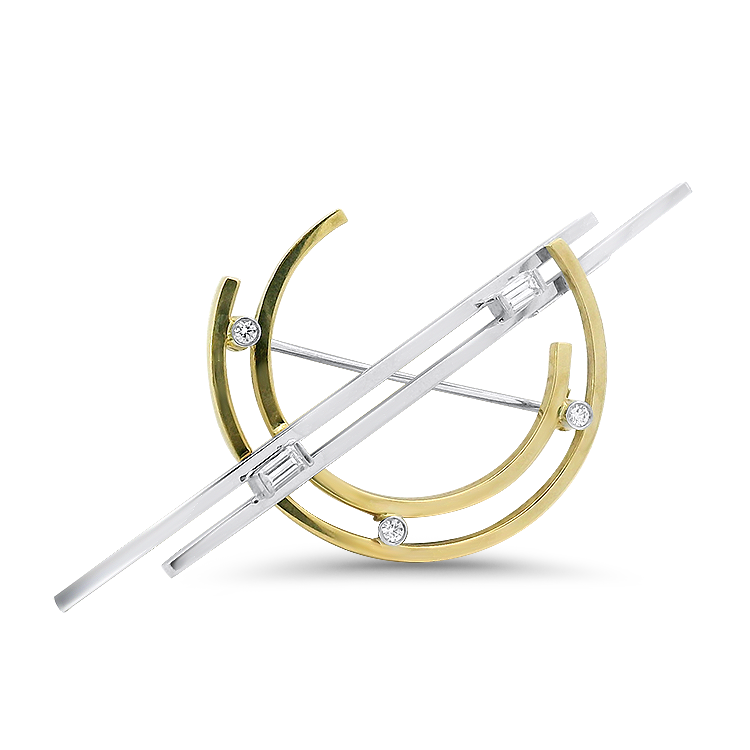 PAGE Estate Pins & Brooches Estate Dankner 18k Two-Tone Gold Abstract Minimalist Pin