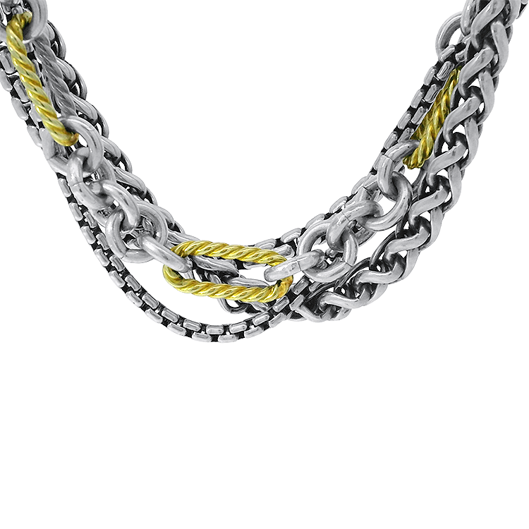 Estate David Yurman Sterling Silver and 18K Yellow Gold Four