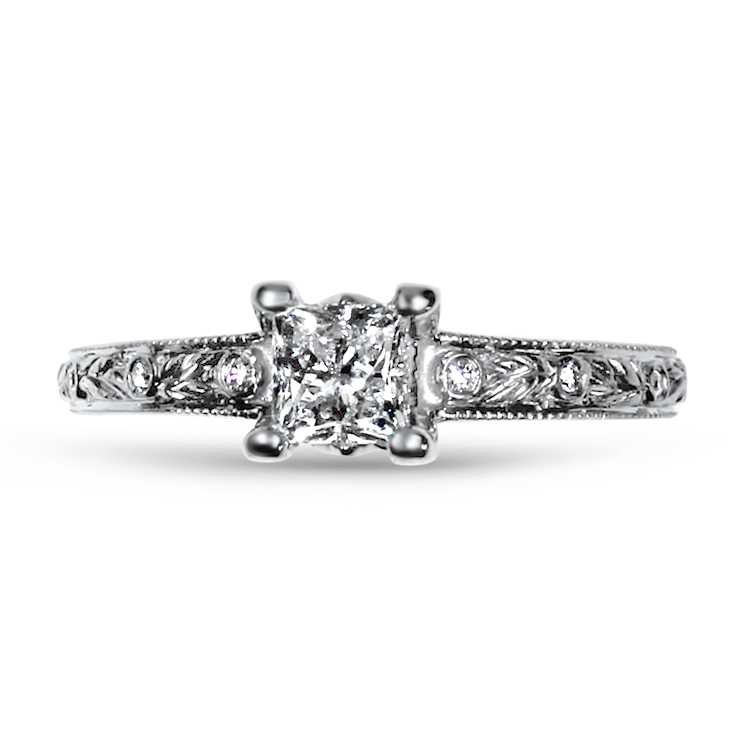 PAGE Estate Engagement Ring Estate Palladium Princess Cut Diamond Engagement Ring 7