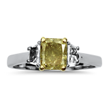 PAGE Estate Engagement Ring Estate Platinum and 18k Yellow Gold Fancy Yellow Diamond Ring 8.75