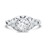 PAGE Estate Engagement Ring Estate Platinum Art Nouveau Solitaire Diamond Ring - .49ct 5.25