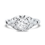 PAGE Estate Engagement Ring Estate Platinum Art Nouveau Solitaire Diamond Ring - .49ct 5.25