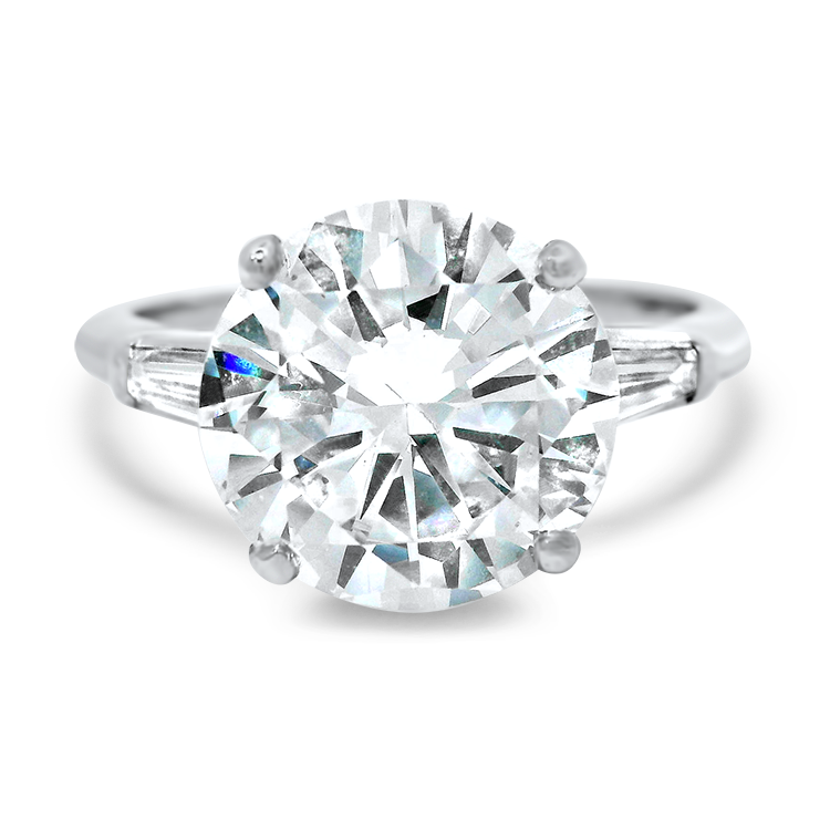 PAGE Estate Engagement Ring Estate Platinum Round Diamond Engagement Ring 6.5