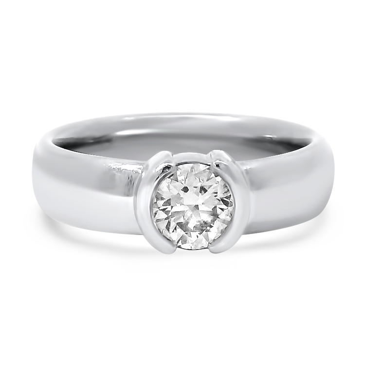 PAGE Estate Engagement Ring Estate Platinum Solitaire Round Brilliant Cut Diamond Ring -  .71ct 7