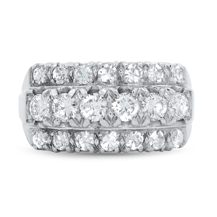 PAGE Estate Wedding Band Estate Platinum Three-Row Diamond Band 5