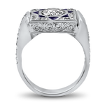 PAGE Estate Engagement Ring Estate Platinum Vintage Diamond & Sapphire Ring 6.5