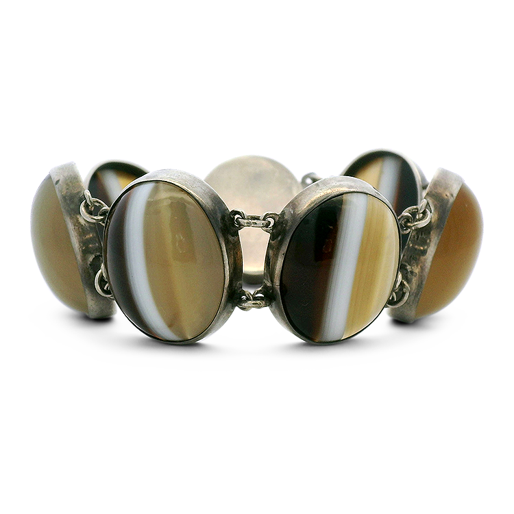 PAGE Estate Bracelet Estate Sterling Silver Banded Agate Bracelet