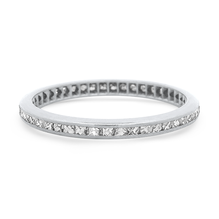 PAGE Estate Wedding Band Platinum Vintage-Inspired French Cut Diamond Eternity Band