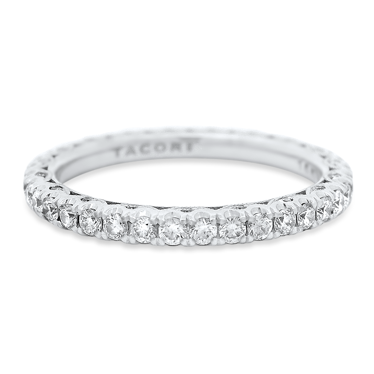 PAGE Estate Ring Tacori Estate Petite Cresent 18k White Gold Diamond Eternity Band 6.25