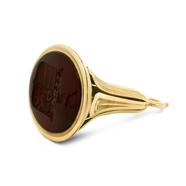 PAGE Estate Necklaces and Pendants Victorian 14k Yellow Gold Heraldic Carved Carnelian Fob