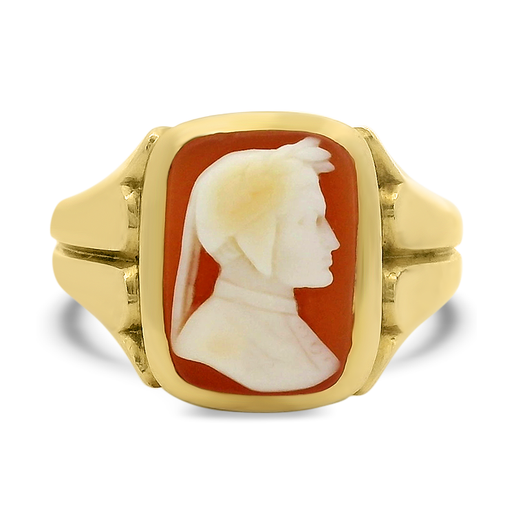 Estate 14K Yellow and White Gold Victorian Cameo Brooch Maine