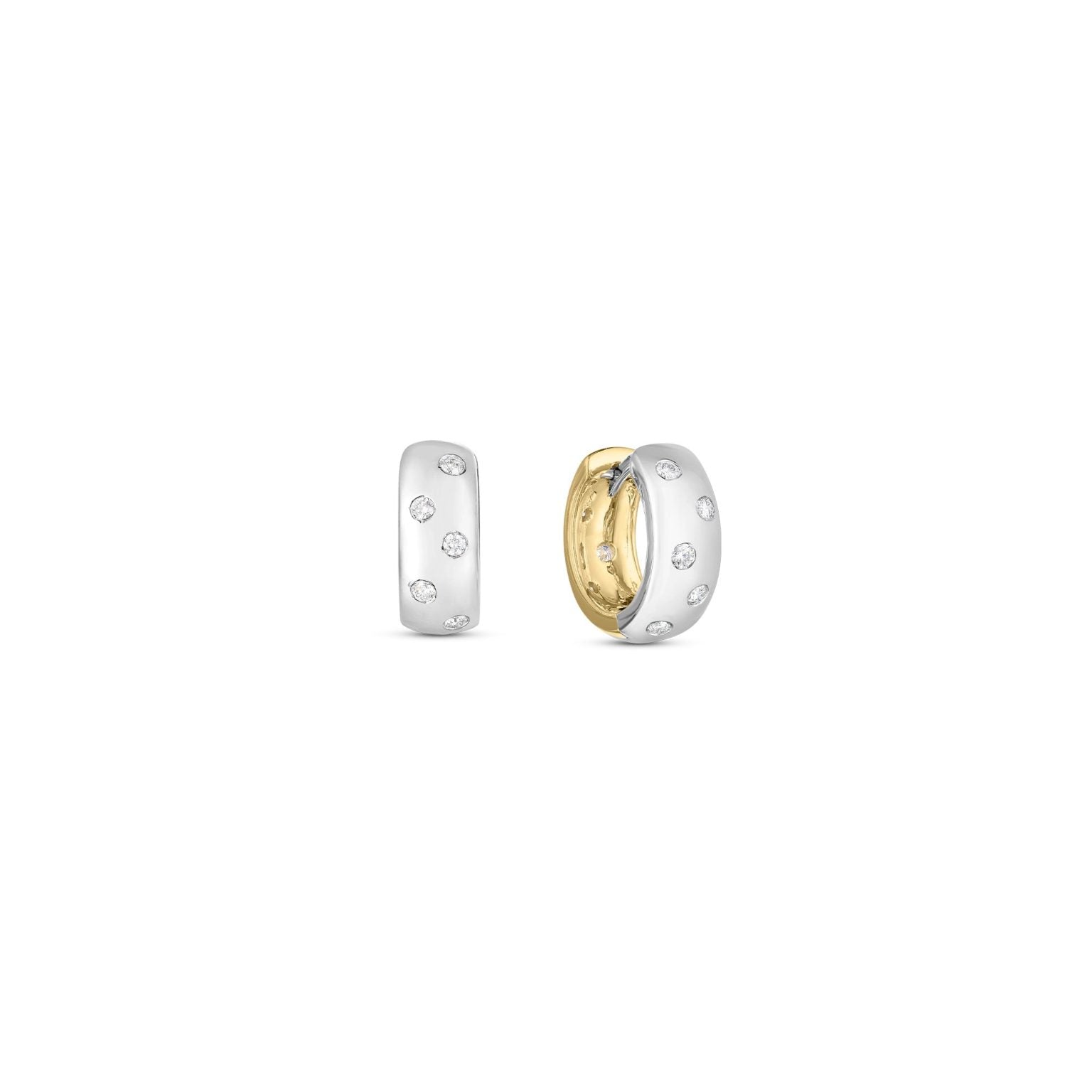 Roberto Coin Earring Roberto Coin 18k White and Yellow Gold Reversible Diamond Hoop Earrings