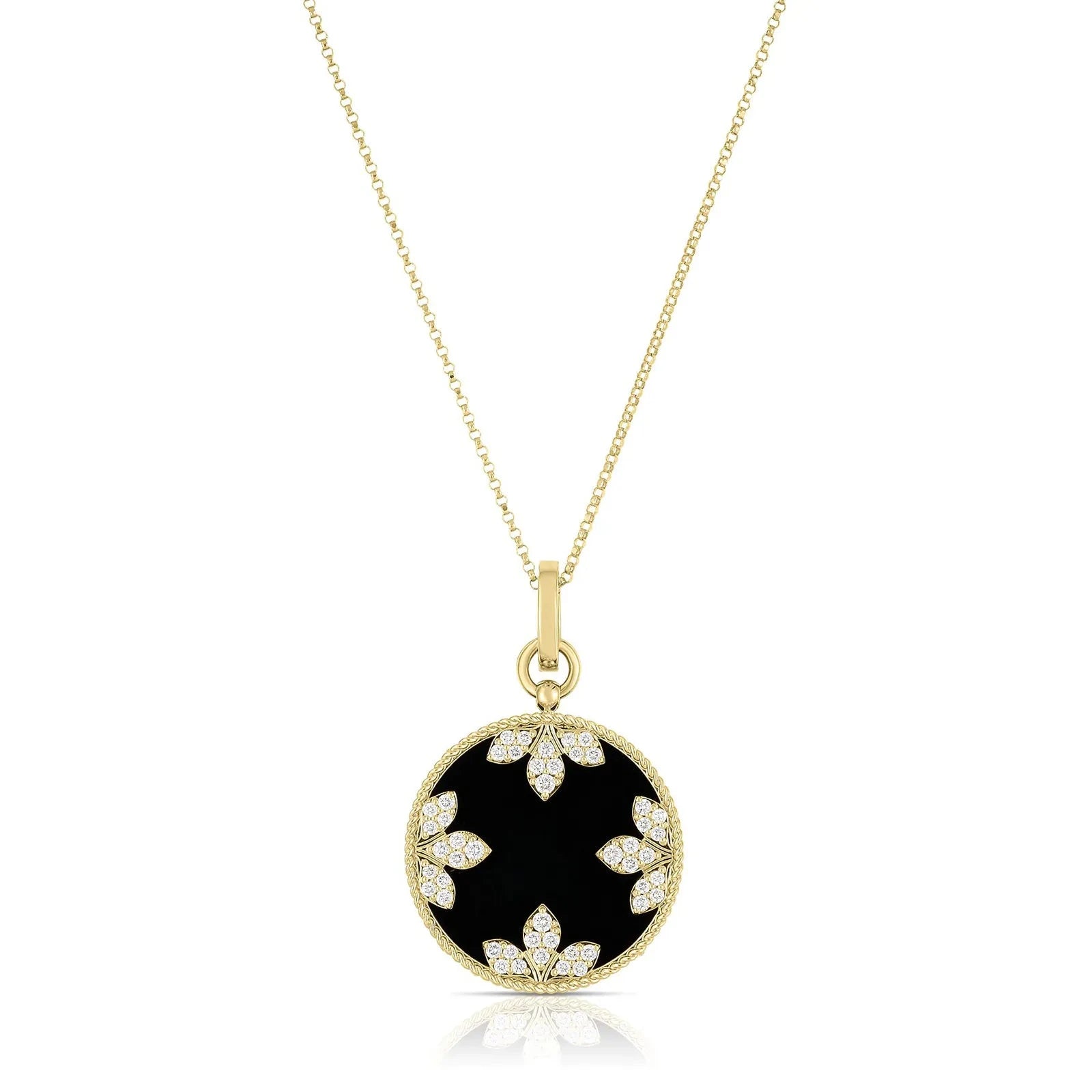 Roberto Coin Necklaces and Pendants Roberto Coin 18k Yellow Gold Venetian Medallion Black Jade, Mother of Pearl, and Diamond Reversible Necklace