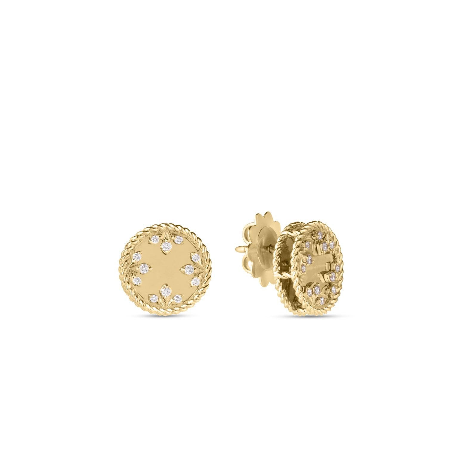 Roberto Coin Earrings Roberto Coin 18k Yellow Gold Venetian Medallion Diamond Stud Earrings