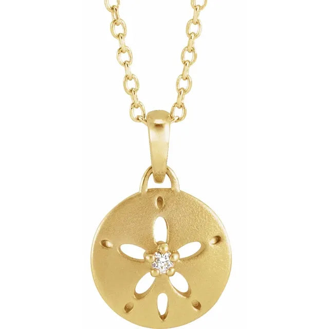 Sincerely, Springer's Necklaces and Pendants Sincerely Springer's 14k Yellow Gold Natural Diamond Sand Dollar Necklace