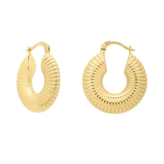 Sincerely, Springer's Earrings Sincerely Springer's 14k Yellow Gold Round Ribbed Hoop Earrings