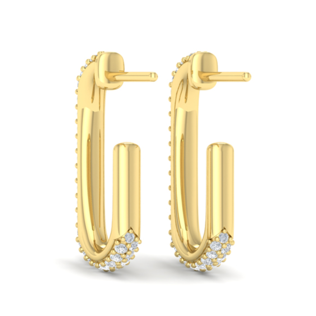 Sincerely, Springer's Earrings Sincerely Springer's by Vlora 14k Yellow Gold Diamond North South Open Oval Link Earrings