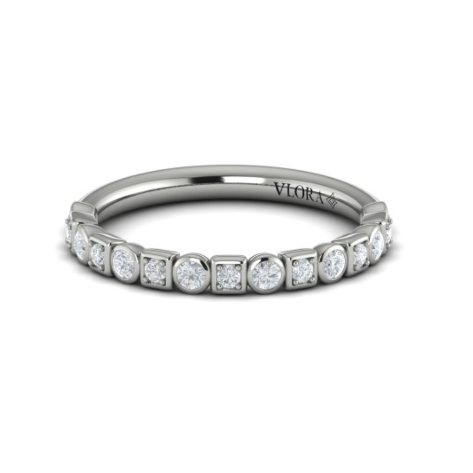 Sincerely, Springer's Wedding Band Sincerely, Springer's by Vlora 18k White Gold Alternating Diamond Band - 0.33ctw