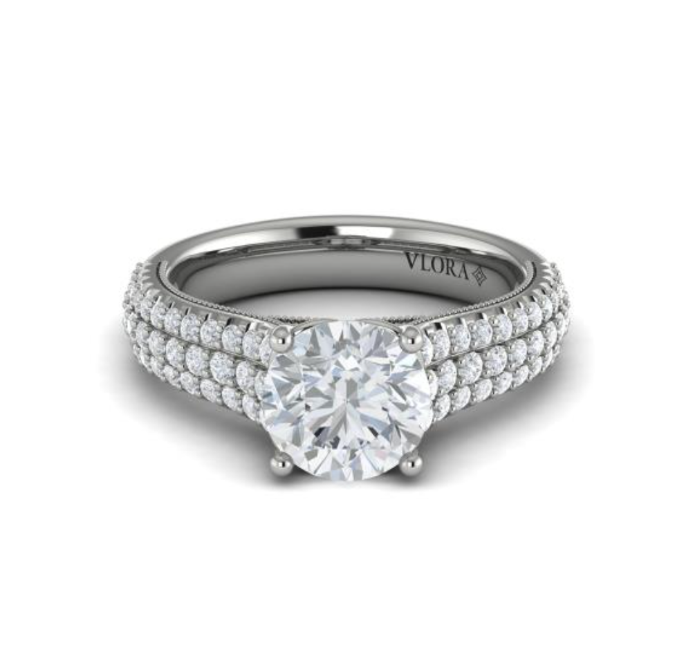 Sincerely, Springer's Engagement Ring Sincerely, Springer's by Vlora 18k White Gold Round Engagement Ring Mounting - 0.68ctw