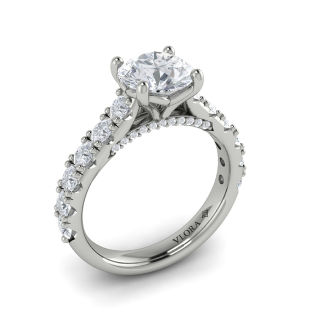 Sincerely, Springer's Engagement Ring Sincerely, Springer's by Vlora 18k White Gold Round Engagement Ring Mounting - 1.01 ctw