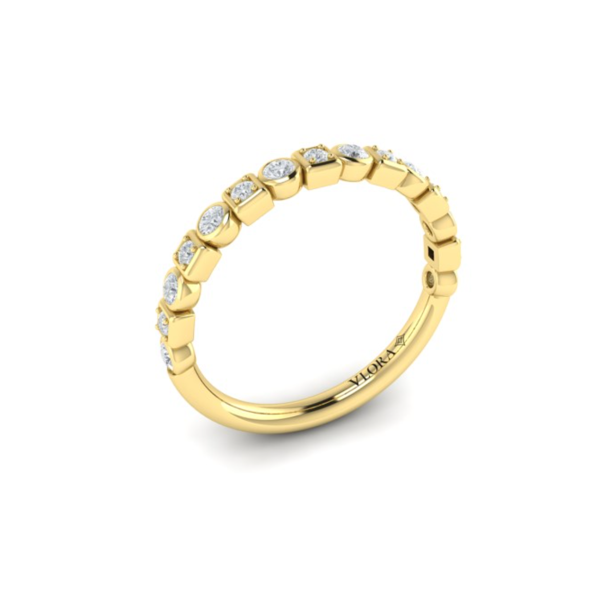 Sincerely, Springer's Wedding Band Sincerely, Springer's by Vlora 18k Yellow Gold Alternating Diamond Band - 0.32ctw