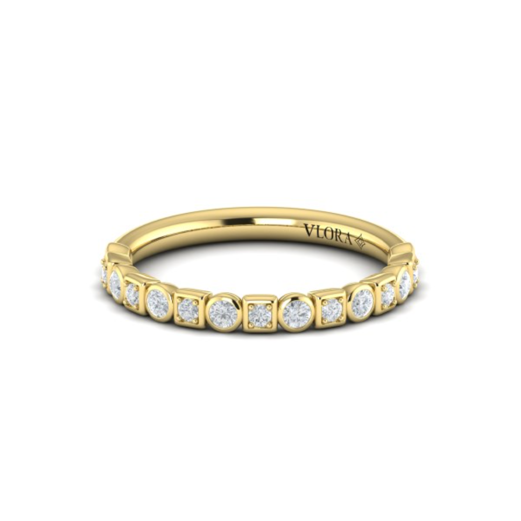Sincerely, Springer's Wedding Band Sincerely, Springer's by Vlora 18k Yellow Gold Alternating Diamond Band - 0.32ctw