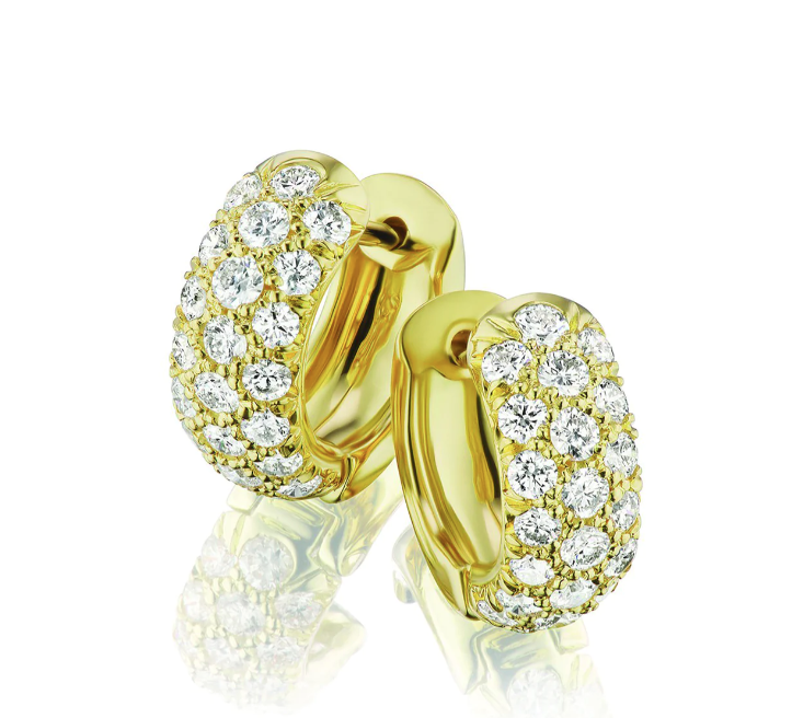 Springer's Collection Earring Springer's Collection 18K Yellow Gold and Diamond Huggie Earrings