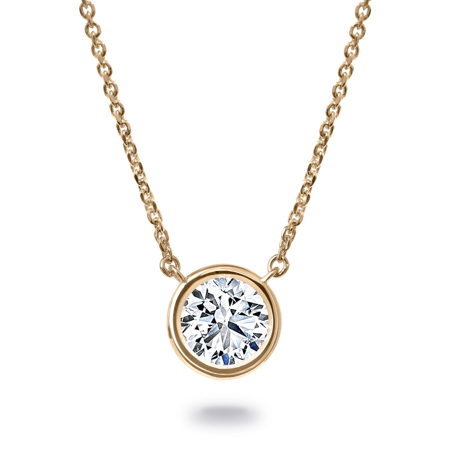 Springer's Forever Necklaces and Pendants Springer's Forever Select Round Diamond Bezel Solitaire Pendant Necklace in 18K Yellow Gold  – 0.70ctw