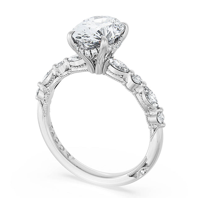 Tacori Engagement Engagement Ring Tacori 18k White Gold Sculpted Crescent Oval Solitaire Engagement Ring Mounting