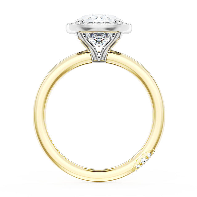 Tacori Engagement Engagement Ring Tacori 18k Yellow Gold and Platinum Oval Bloom Founder's Crescent Halo Engagement Ring Mounting