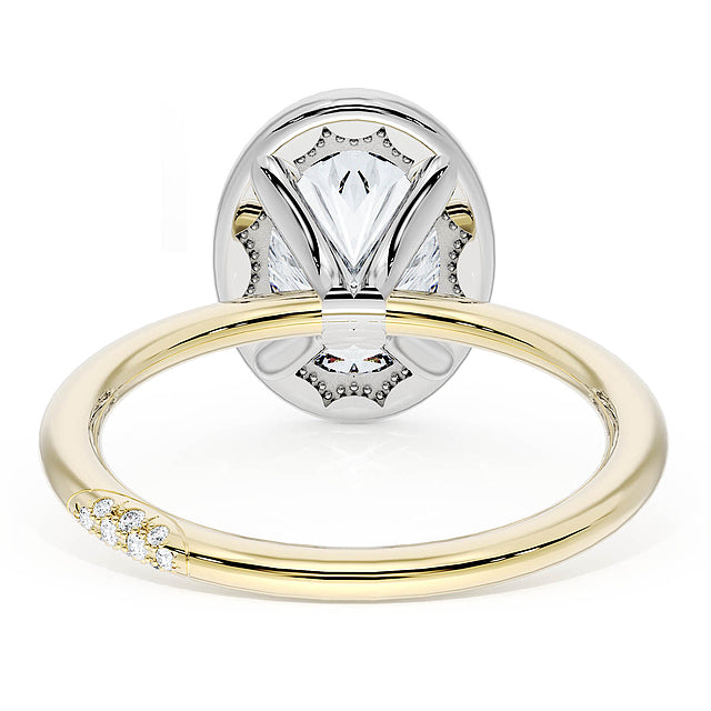 Tacori Engagement Engagement Ring Tacori 18k Yellow Gold and Platinum Oval Bloom Founder's Crescent Halo Engagement Ring Mounting