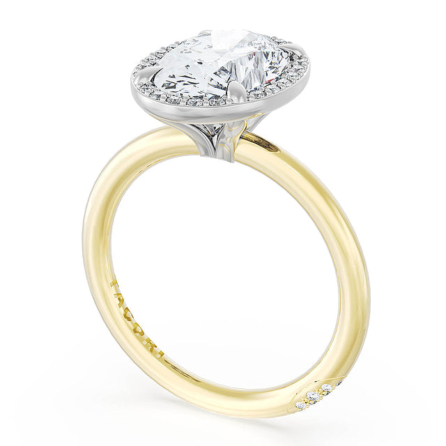 Tacori Engagement Engagement Ring Tacori 18k Yellow Gold and Platinum Oval Bloom Founder's Crescent Halo Engagement Ring Mounting