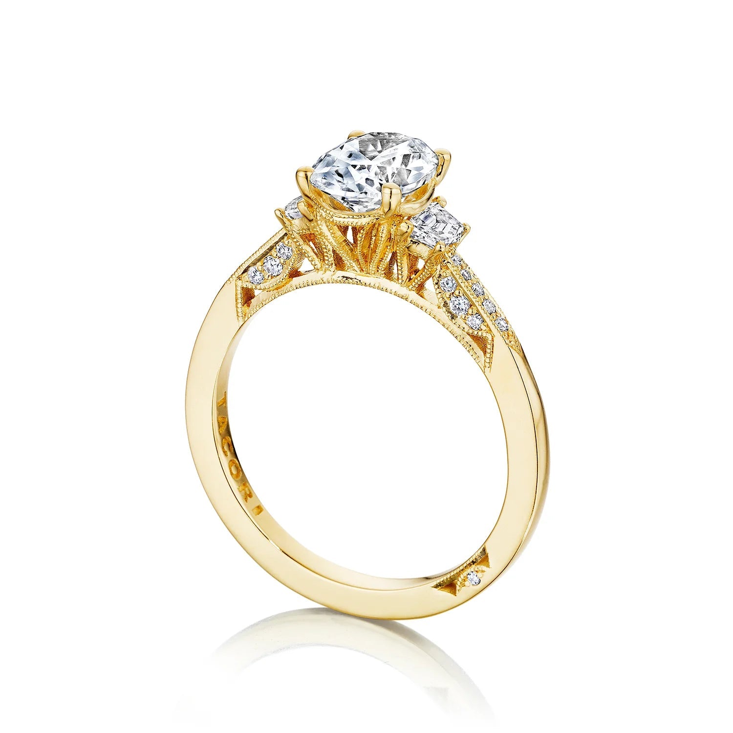 Tacori Engagement Engagement Ring Tacori 18k Yellow Gold Simply Tacori Oval and Cadillac Diamond Three-Stone Mounting