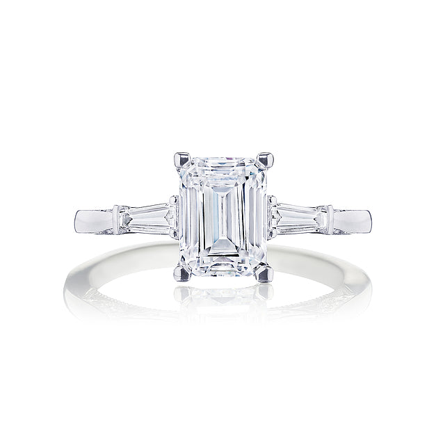 Tacori Engagement Engagement Ring Tacori Platinum Simply Tacori Emerald Cut Diamond Three-Stone Cathedral Engagement Ring Mounting