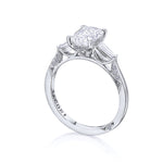 Tacori Engagement Engagement Ring Tacori Platinum Simply Tacori Emerald Cut Diamond Three-Stone Cathedral Engagement Ring Mounting