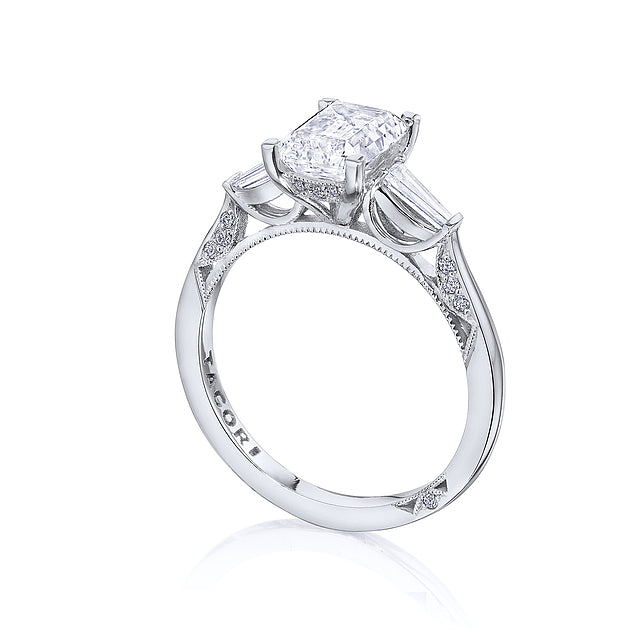 Tacori Engagement Engagement Ring Tacori Platinum Simply Tacori Emerald Cut Diamond Three-Stone Cathedral Engagement Ring Mounting