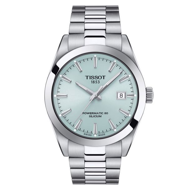 Tissot Watch Tissot Gentleman Powermatic 80 Silicum, Ice Blue Dial, 40mm (T1274070035100)