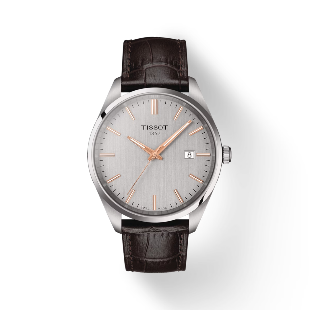 Tissot Watch Tissot PR 100 Silver Dial, Leather Strap 40mm T1504101603100