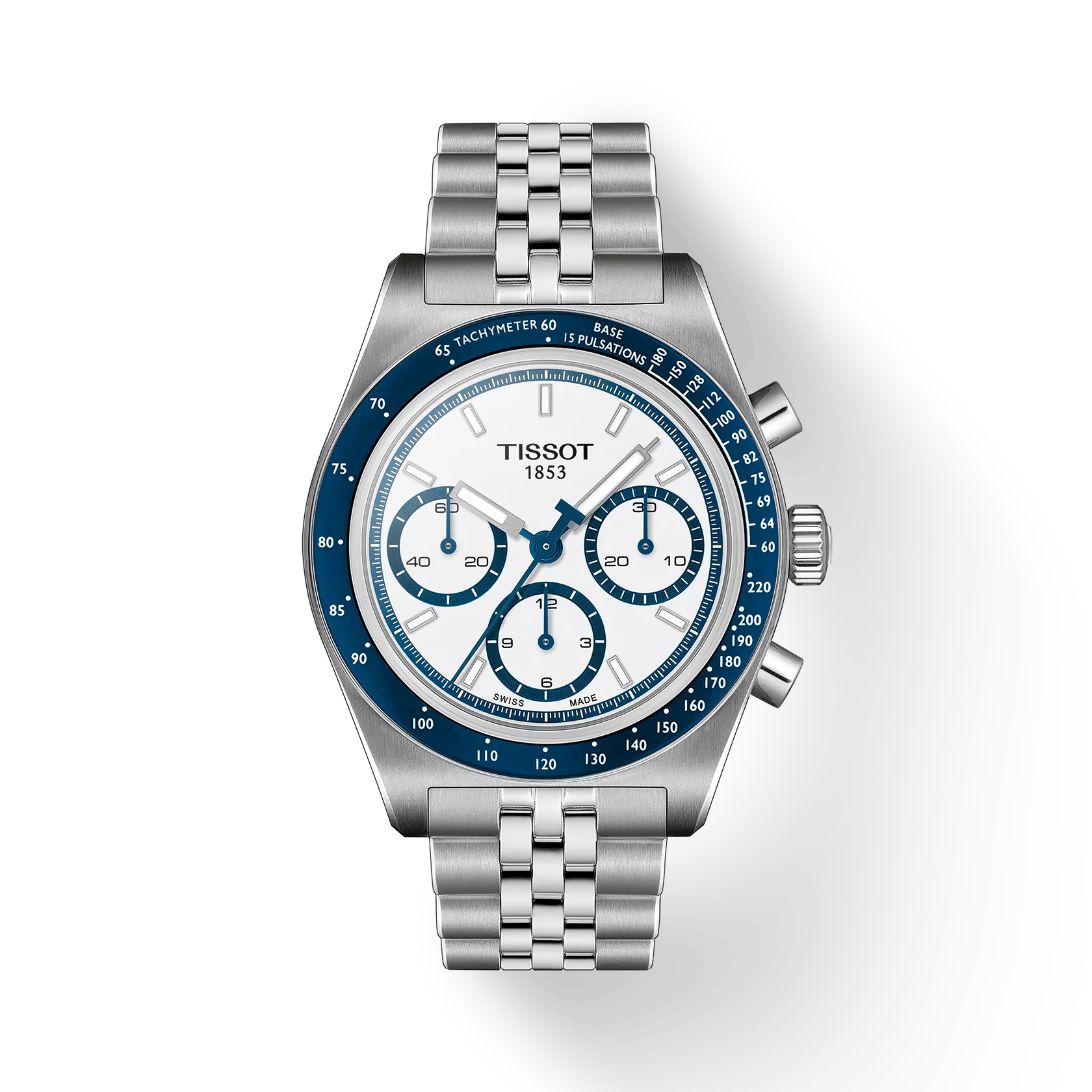 Tissot クロノグラフ 時計 ホワイト ブルー Tissot PR516 Automatic Chronograph, White Dial, 41mm