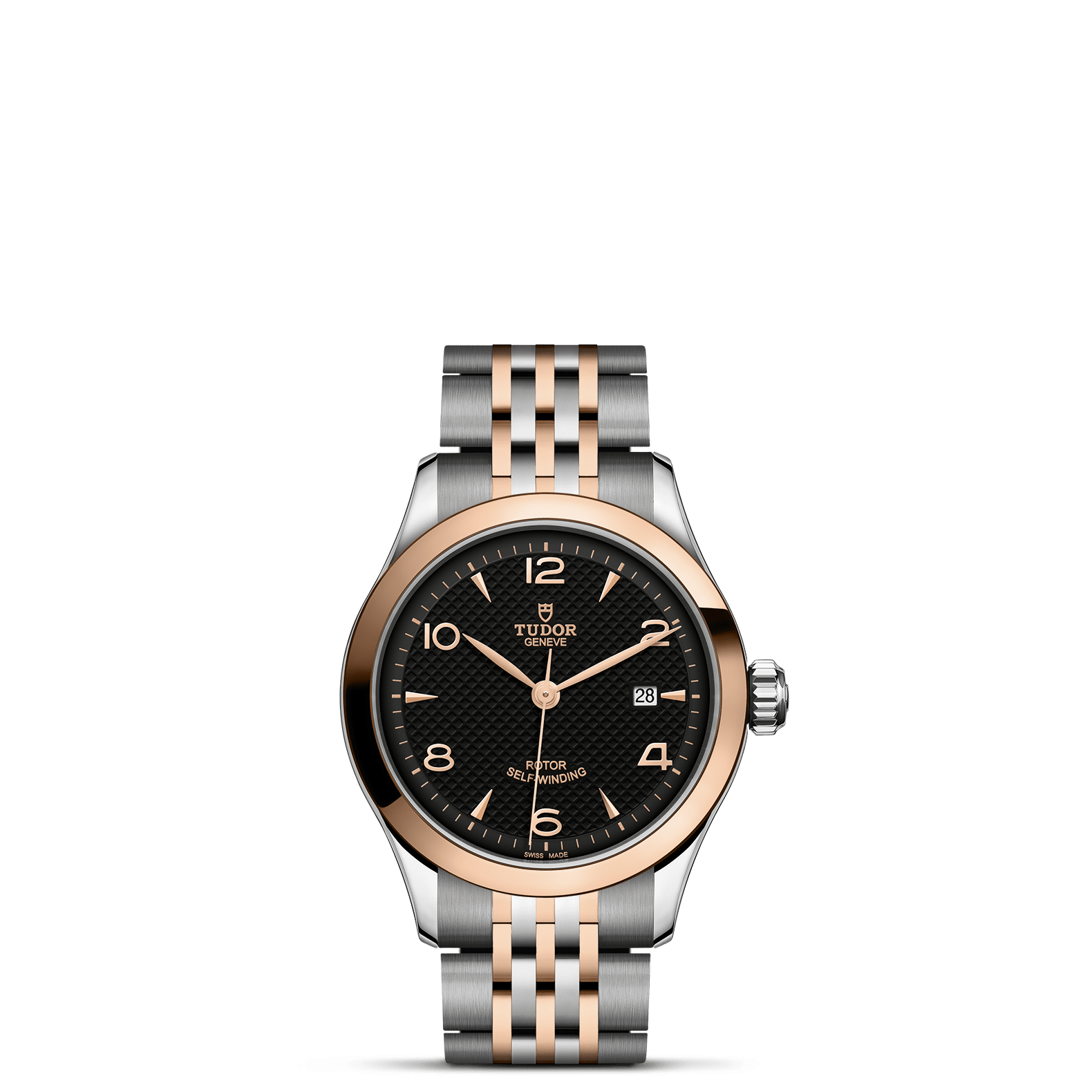 TUDOR Watch TUDOR 1926 28mm Case, Black Dial, Steel and Rose Gold Bracelet (M91351-0003)