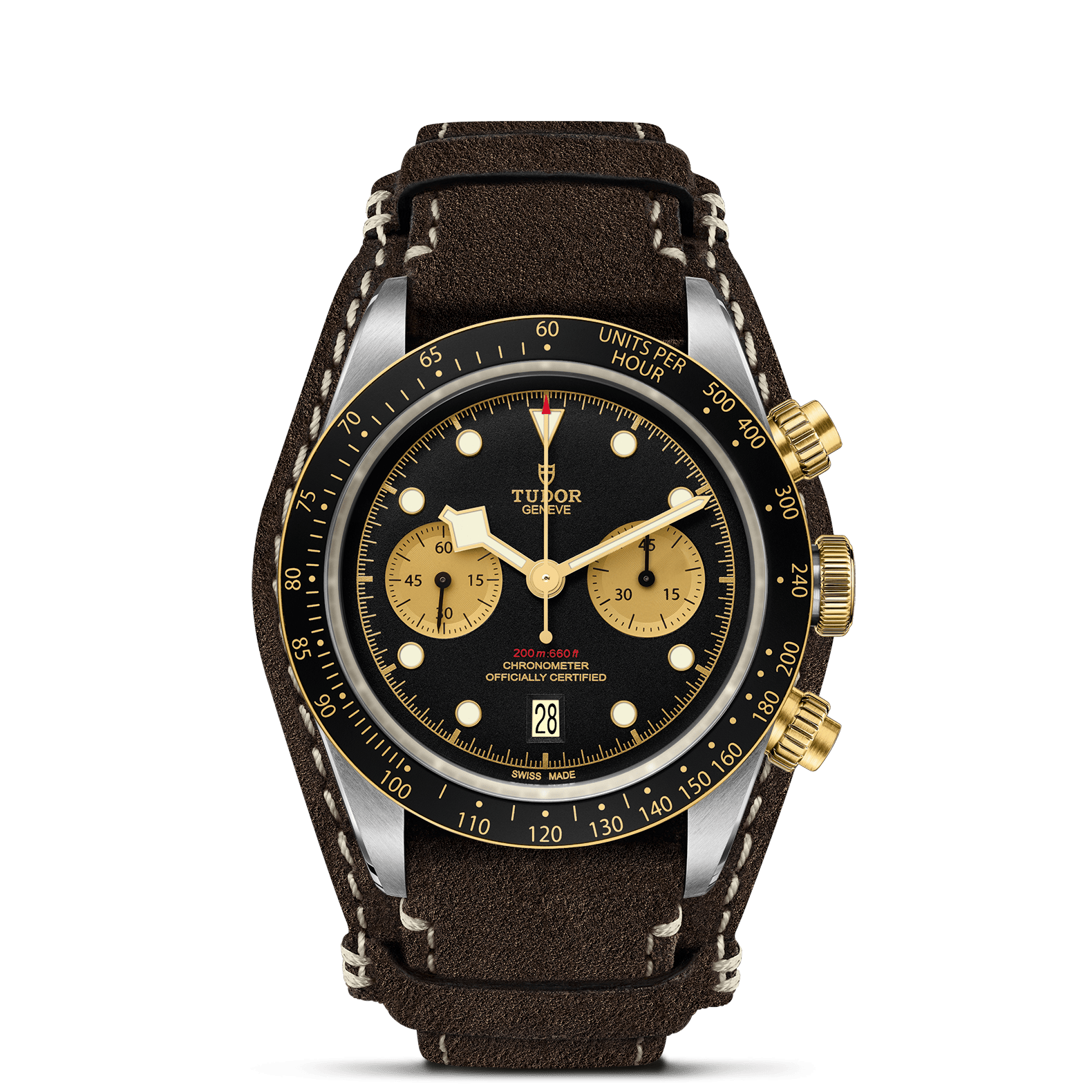 TUDOR Black Bay Chrono S&G 41mm Black Dial, Brown Leather Strap