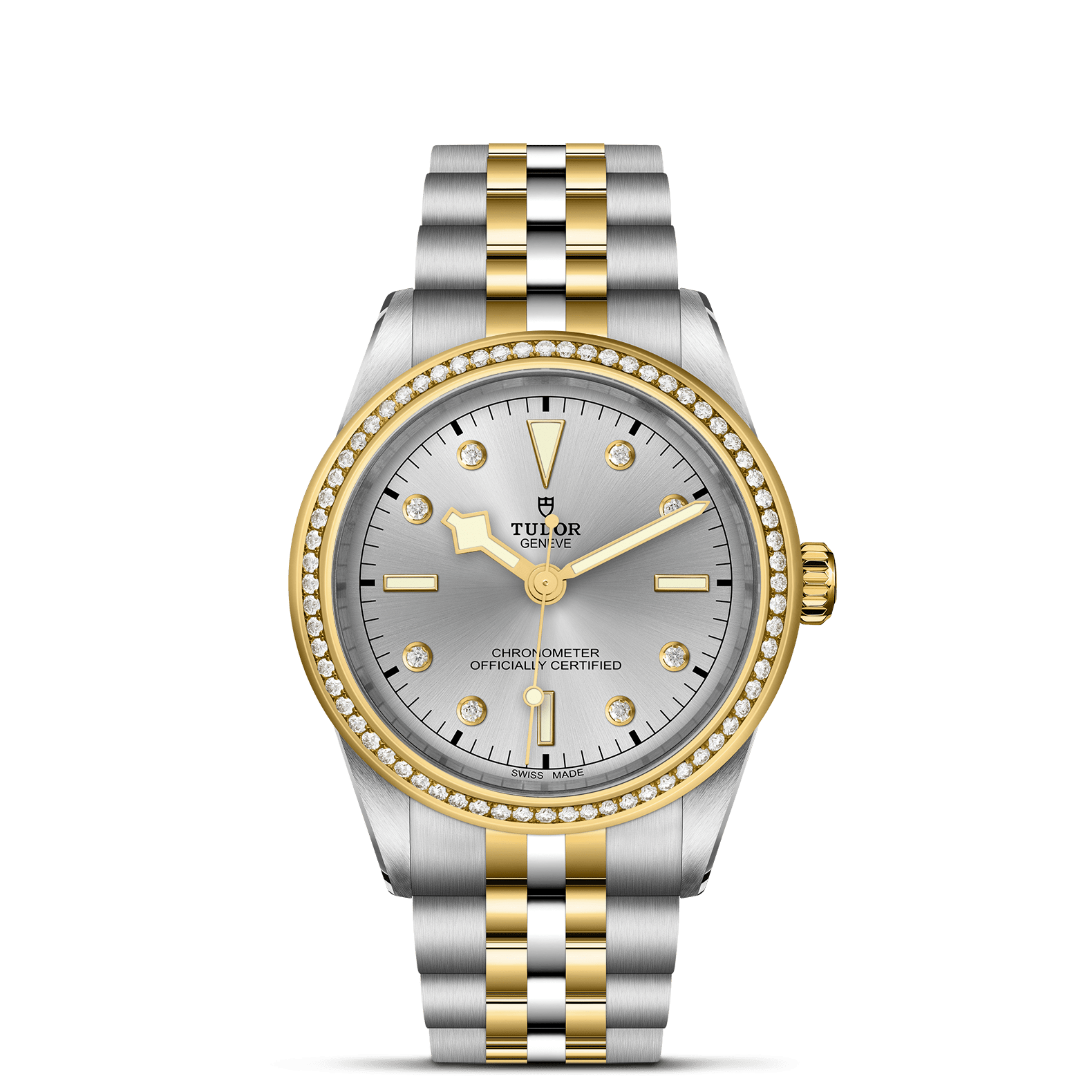 TUDOR Black Bay One 39 S&G Silver Diamond Dial, Two Tone Bracelet