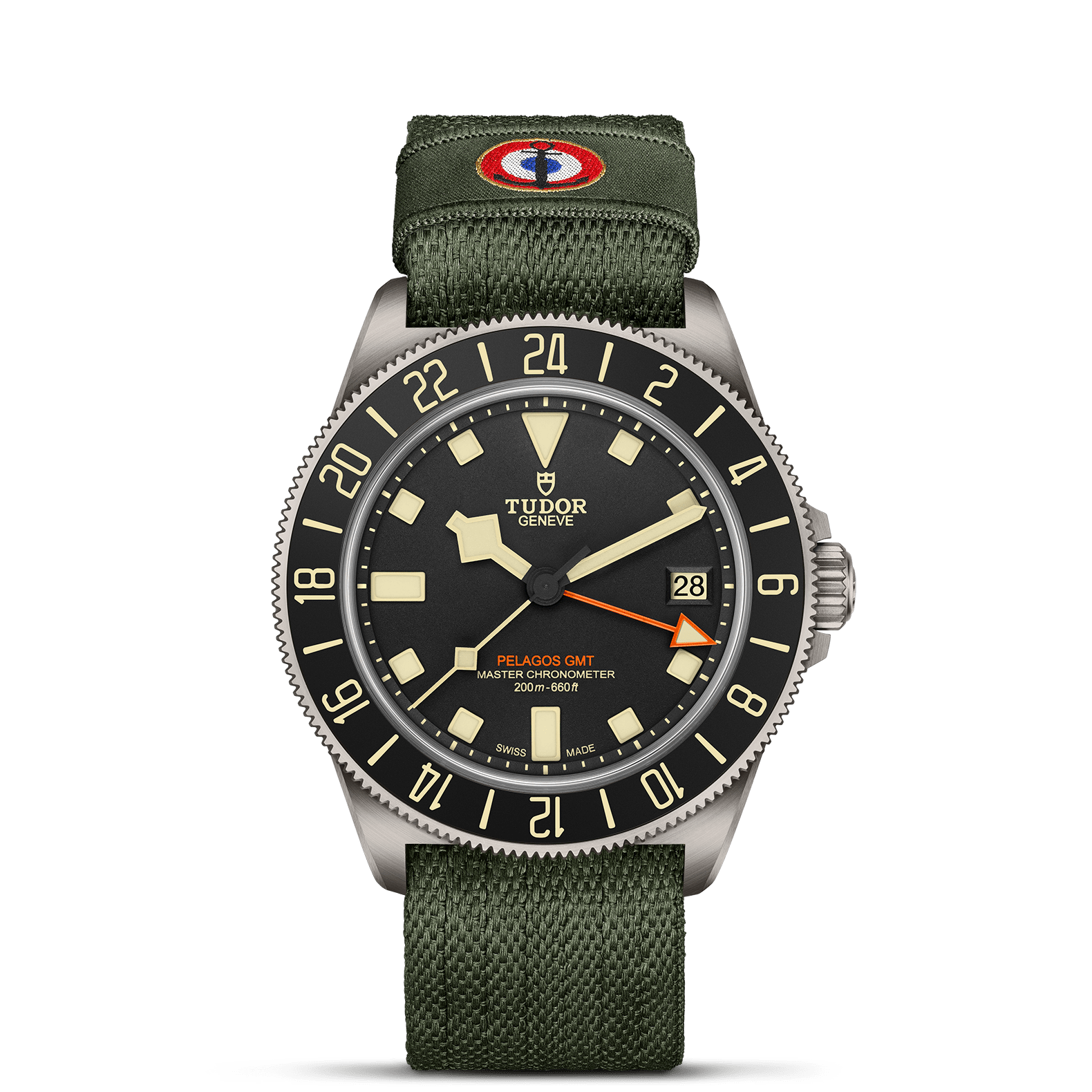Pelagos FXD GMT, Black Dial, Green Fabric Strap (M2542G267NU-0002