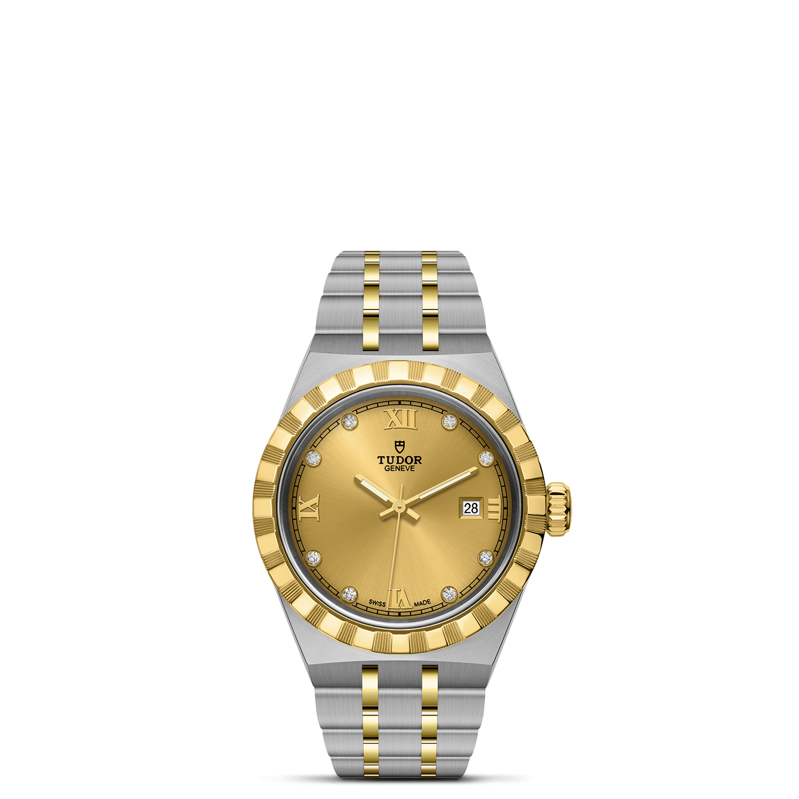 TUDOR Watch TUDOR Royal, 28mm Champagne Diamond Dial, Two-Tone Yellow Gold Bracelet (M28303-0006)