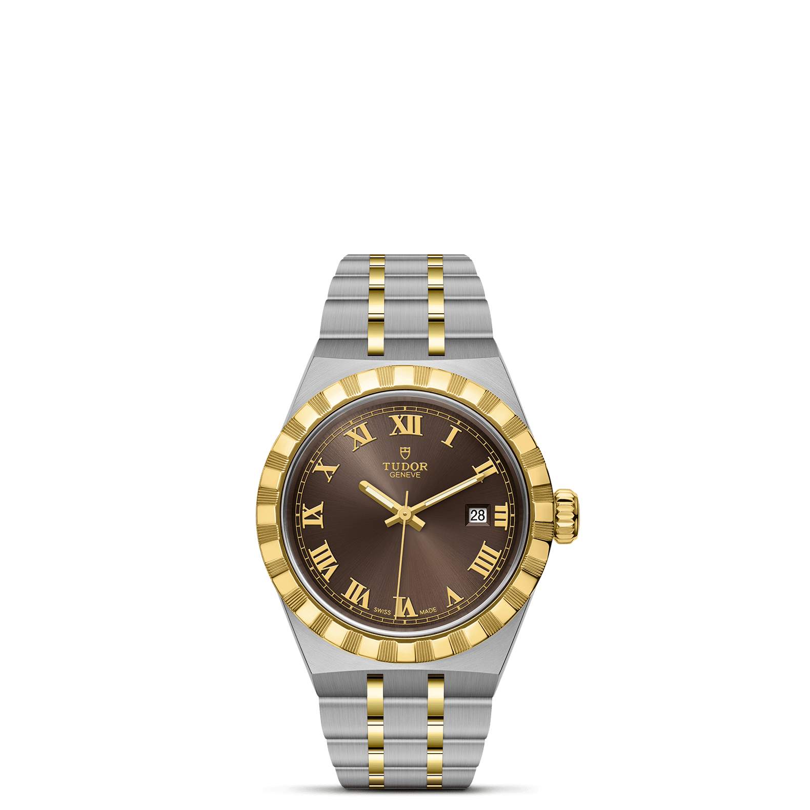 TUDOR Watch TUDOR Royal, 28mm Chocolate Brown Dial, Two-Tone Yellow Gold Bracelet (M28303-0008)